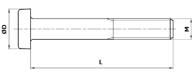 Kótovaný nákres konstrukčního šroubu typu A.