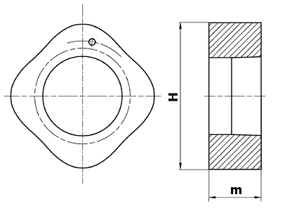 Dimensional diagram of a quadrilateral pump cam forging